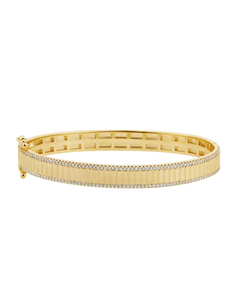JTG Jewelry Diamond Outline Fluted Bangle