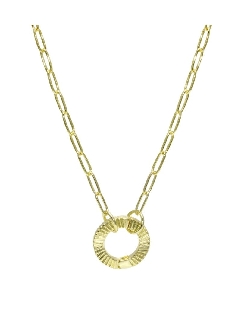 JTG Jewelry Fluted Push Clasp Paperclip Necklace Gold