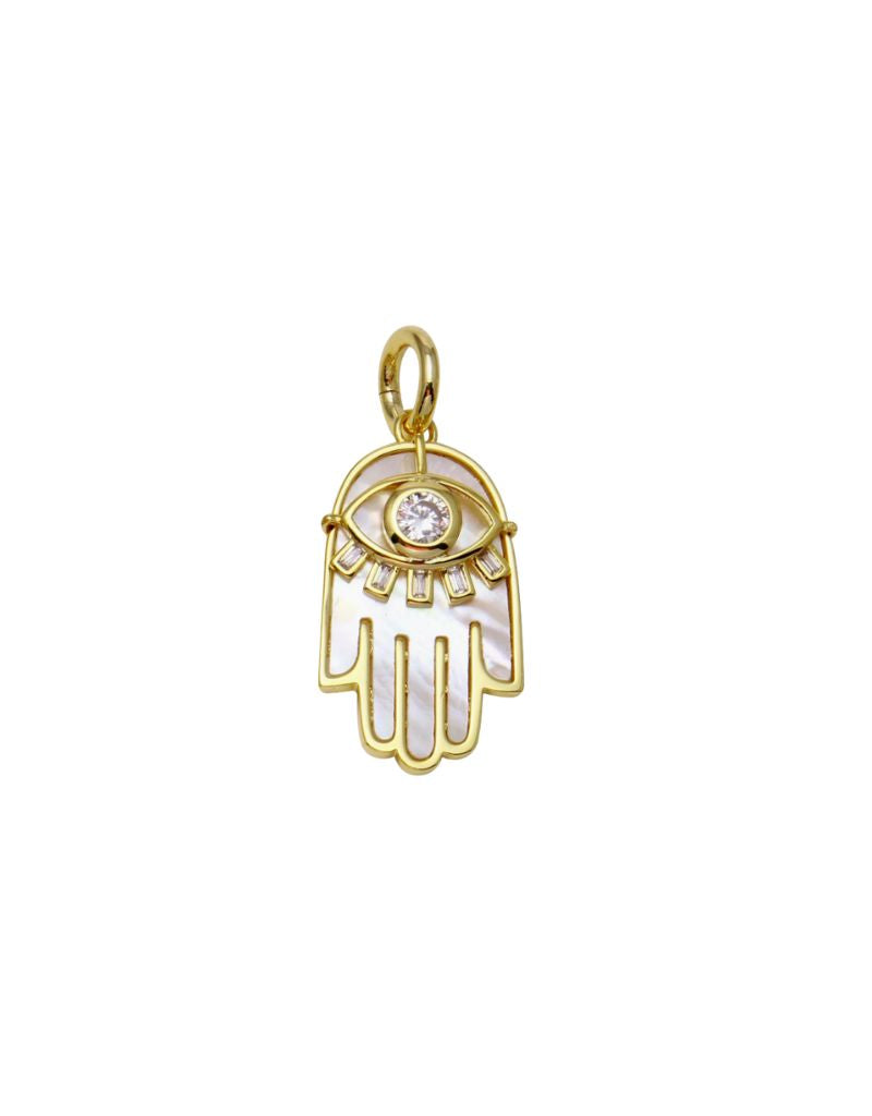 JTG Jewelry Hamza Stone Charm Gold White