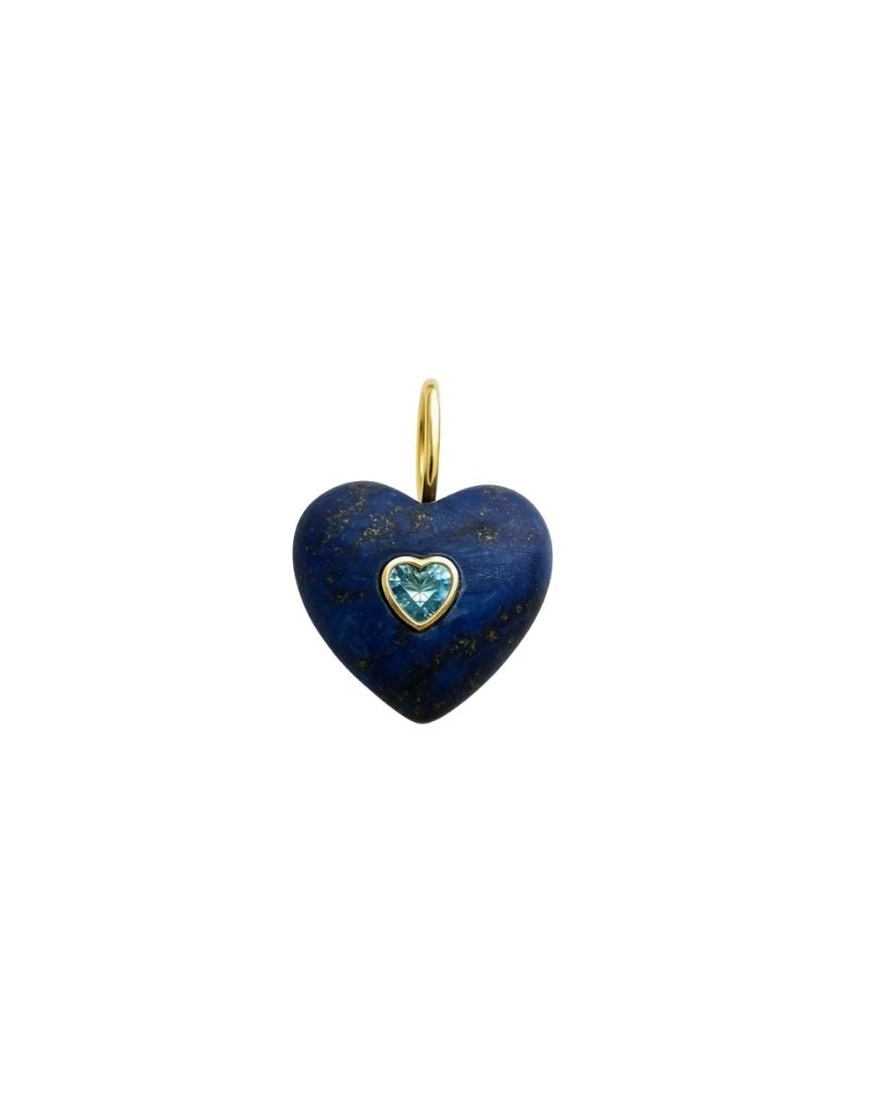 JTG Jewelry Heart Gem Charm Gold Navy