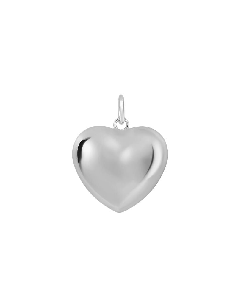 JTG Jewelry Jumbo Puff Heart Charm Silver