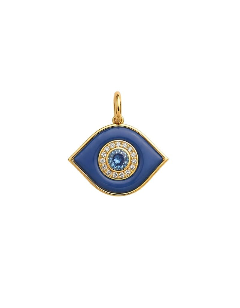 JTG Jewelry Jumbo Stone Evil Eye Charm Gold Navy