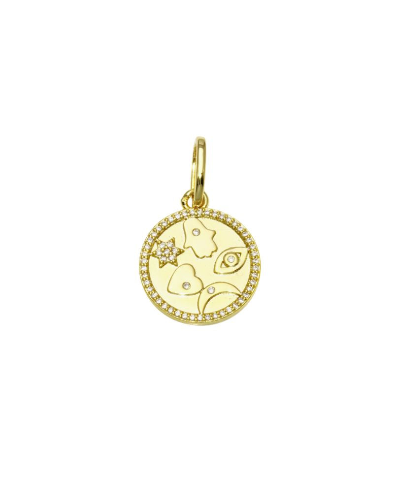 JTG Jewelry Mini Lucky Amulet Disk Charm