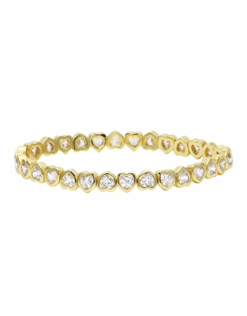 JTG Jewelry Mini Stretchy Bezel Heart Bracelet Gold