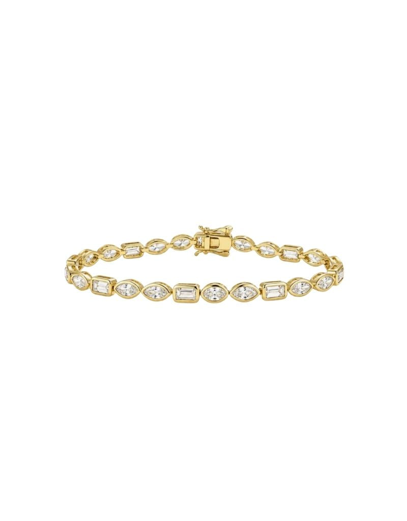 JTG Jewelry Mixed Motif Tennis Bracelet Gold