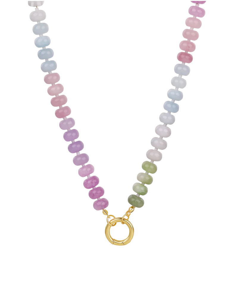JTG Jewelry Pastel Stone Beaded Push Clasp Necklace