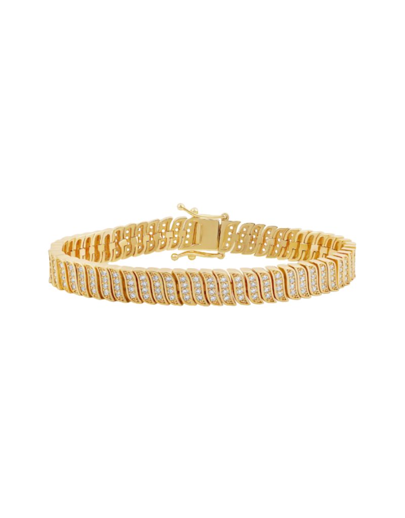 JTG Jewelry Pave Golden Wave Tennis Bracelet
