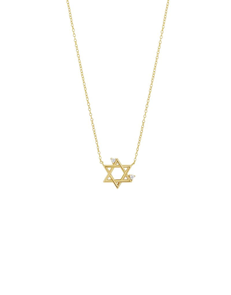 JTG Jewelry Petite Heart Star of David Necklace Gold