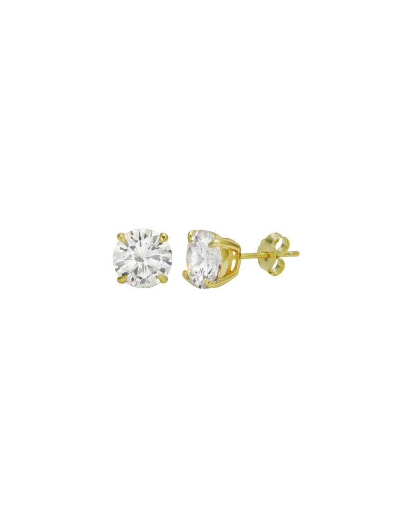 JTG Jewelry Round Diamond Like Studs Gold