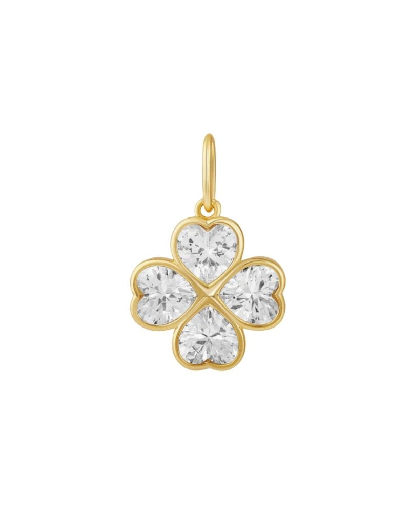 JTG Jewelry Sparkly Clover Charm Gold
