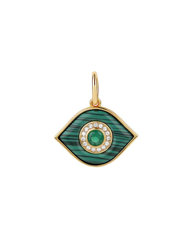 JTG Jewelry Stone Evil Eye Charm Gold Green