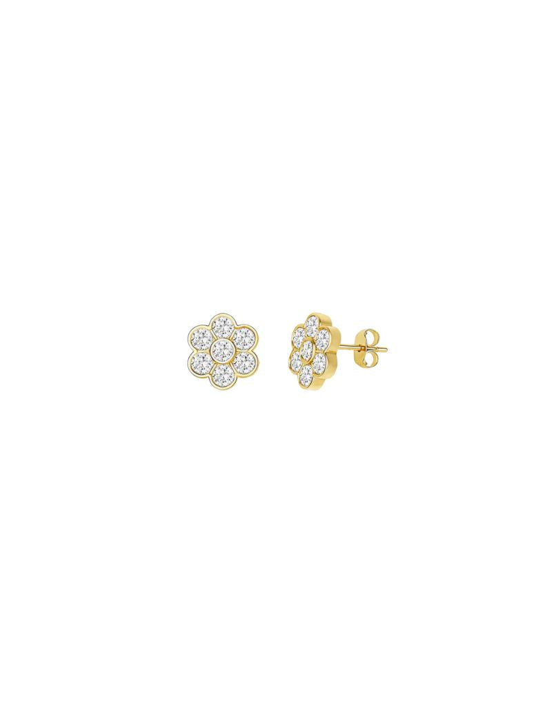 JTG Jewelry The Bloom Stud Gold White