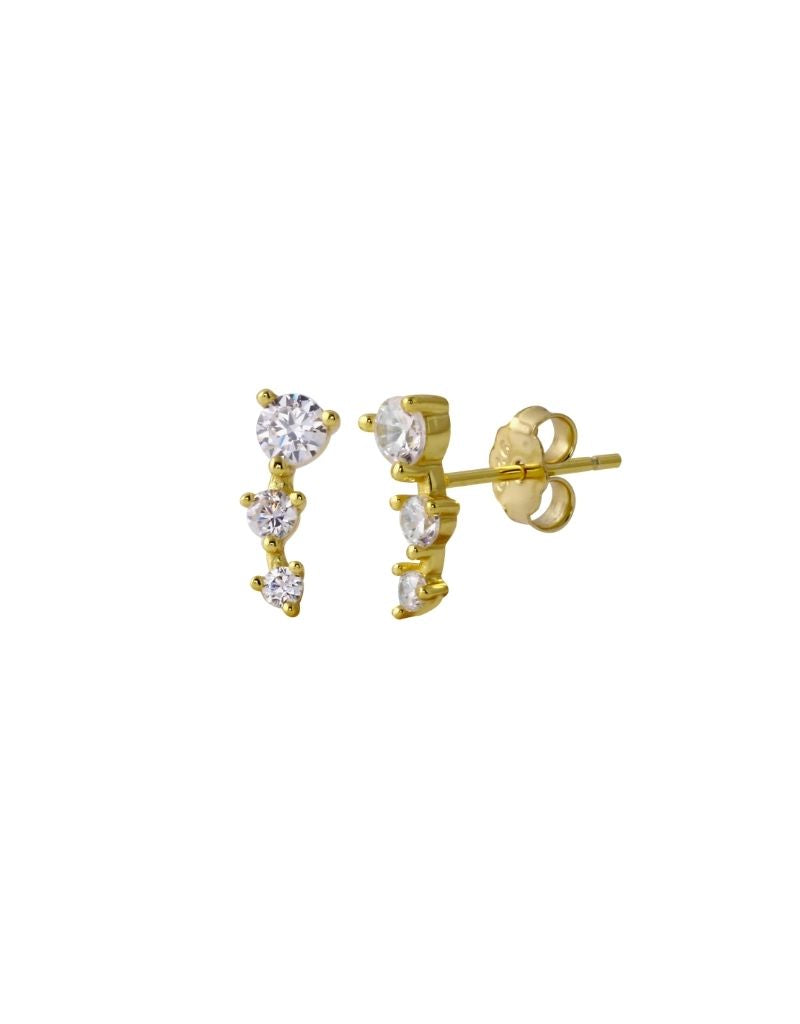 JTG Jewelry Trio Stone Crawler Stud Gold White
