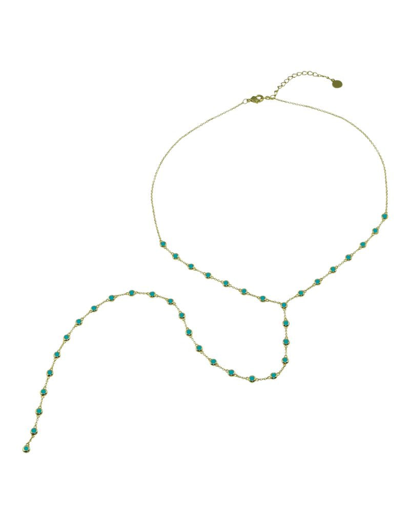 JTG Jewelry Turquoise Bezel Lariat Gold