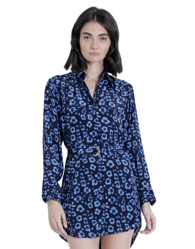 Karina Grimaldi Gabriella Print Mini Dress Navy Bloom