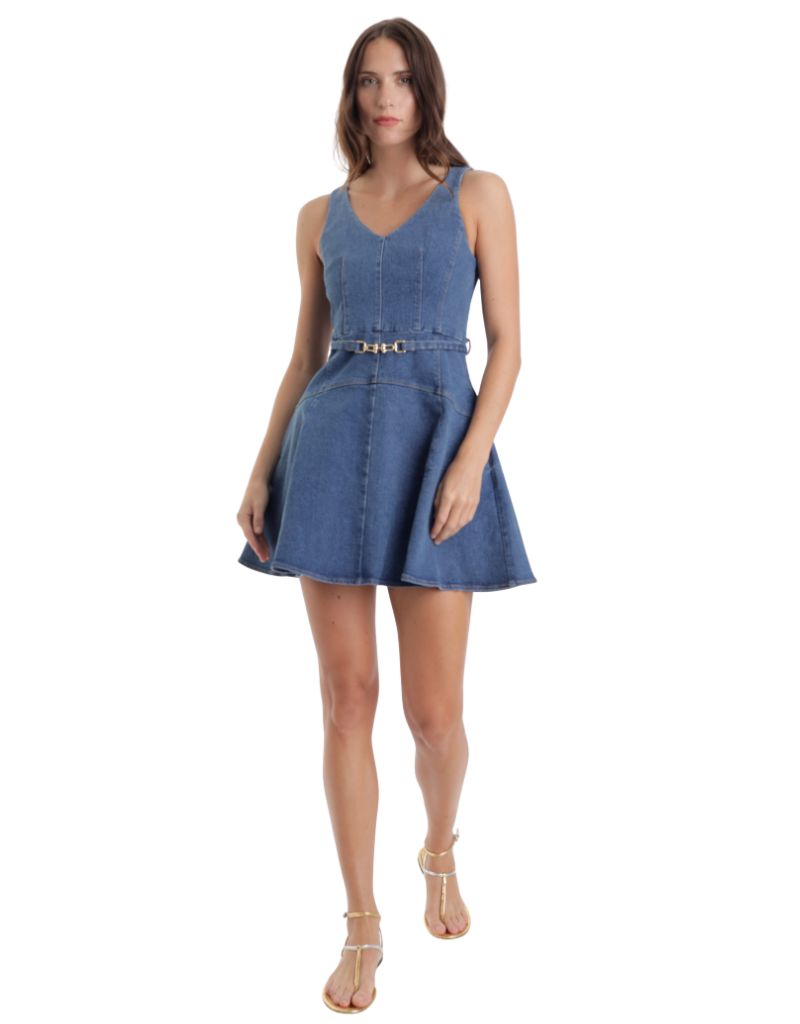 Karina Grimaldi | Lola Denim Mini Dress Blue