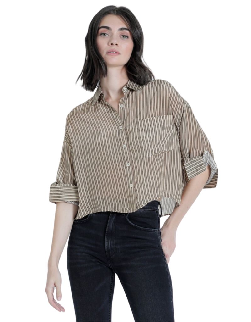 Karina Grimaldi Malaga Striped Top Mocha Stripe