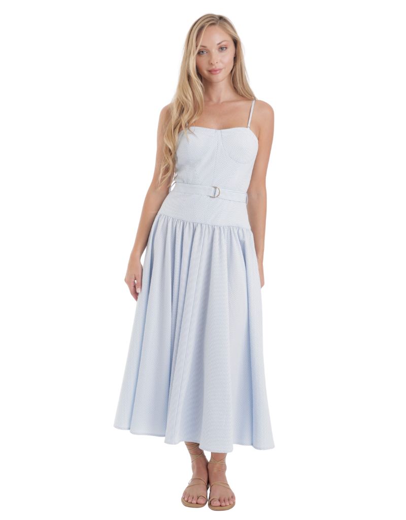 Karina Grimaldi Mavi Stripe Dress Blue Sear Sucker