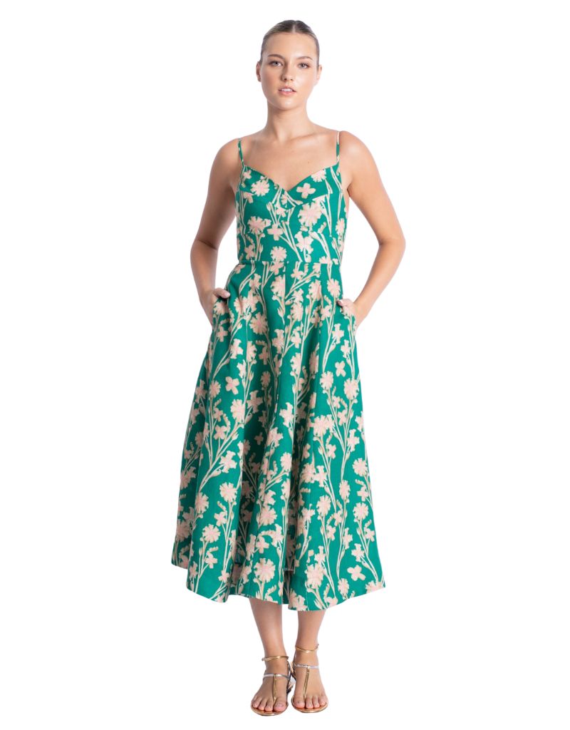Winona Print Dress Green Garden