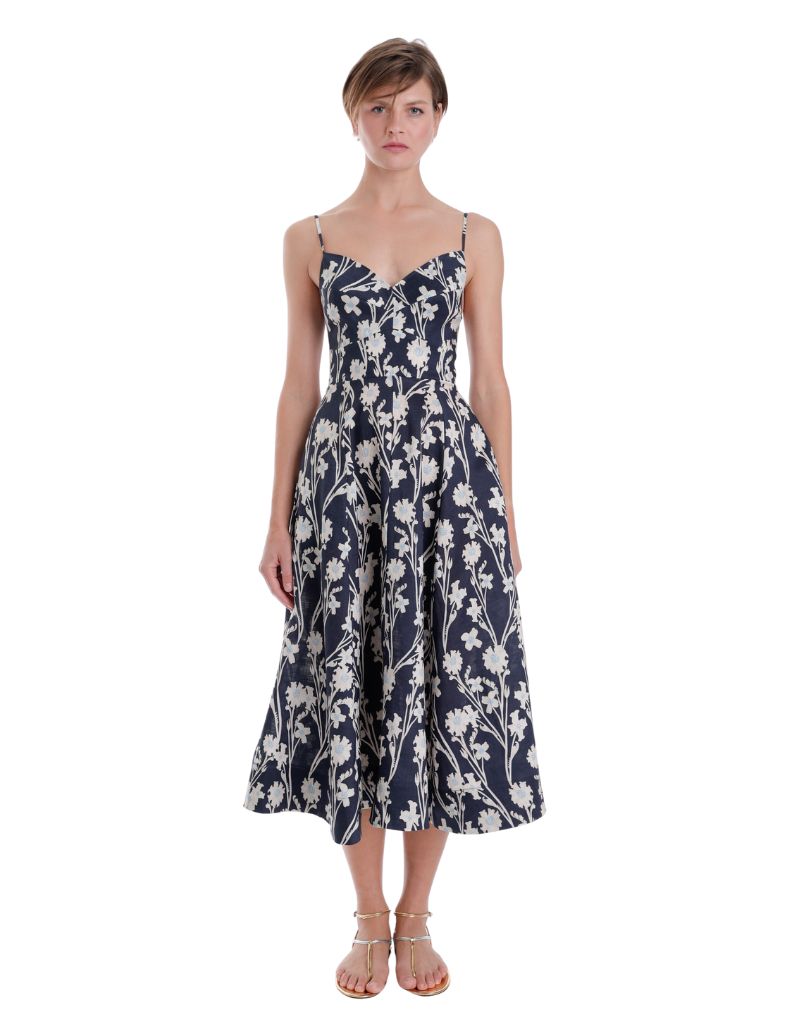 Winona Print Midi Dress Navy Floral