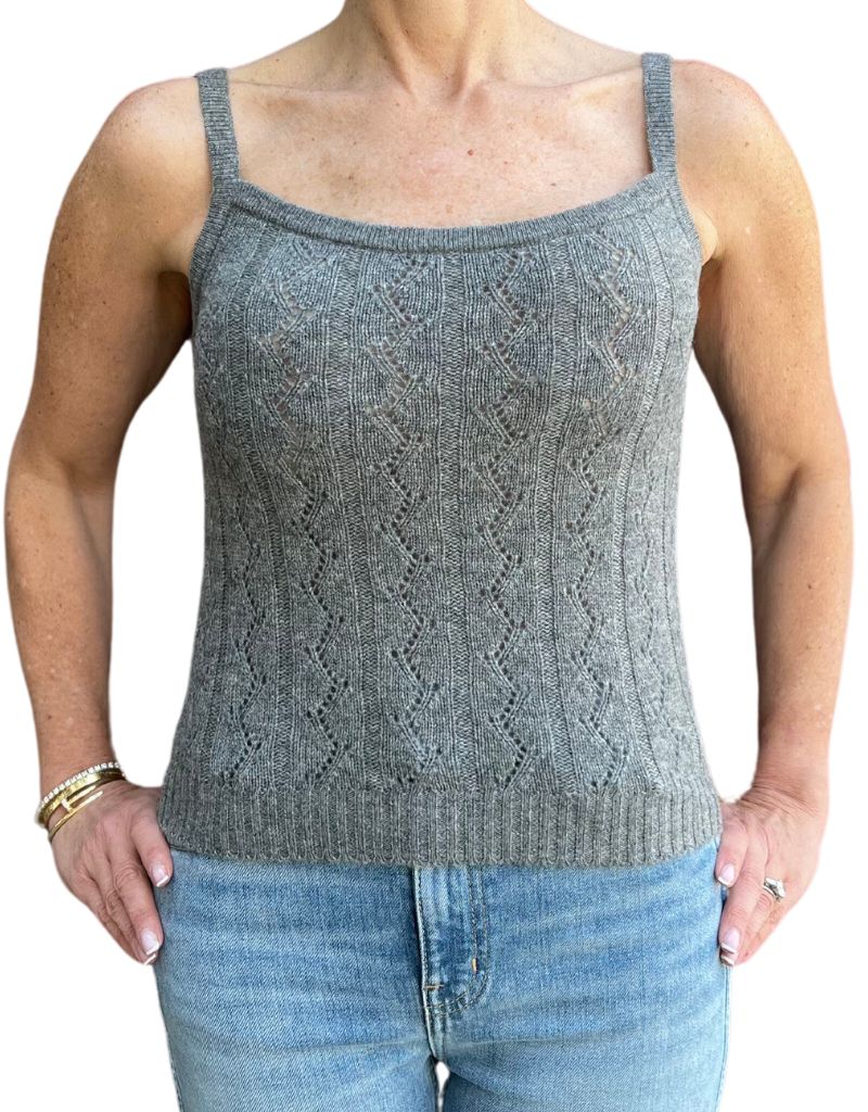Kokun Lace Stitch Tank Top Medium Grey