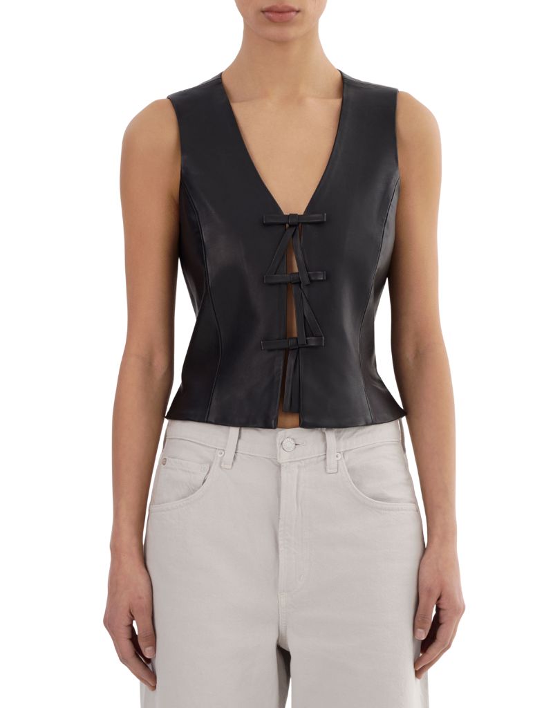 Lamarque Bastina Black Leather Top