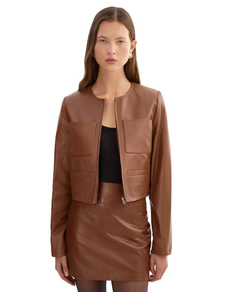 Lamarque Linette Leather Jacket Luggage