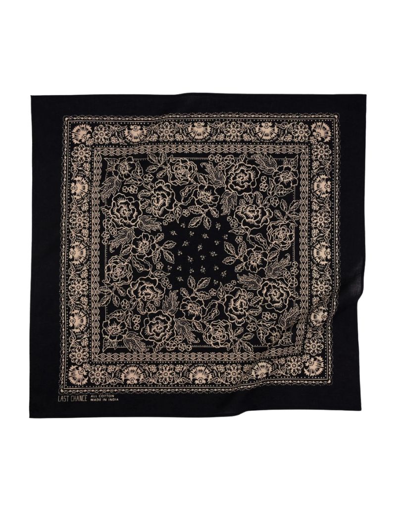 Last Chance Textiles Cotton Rosey Bandana Black