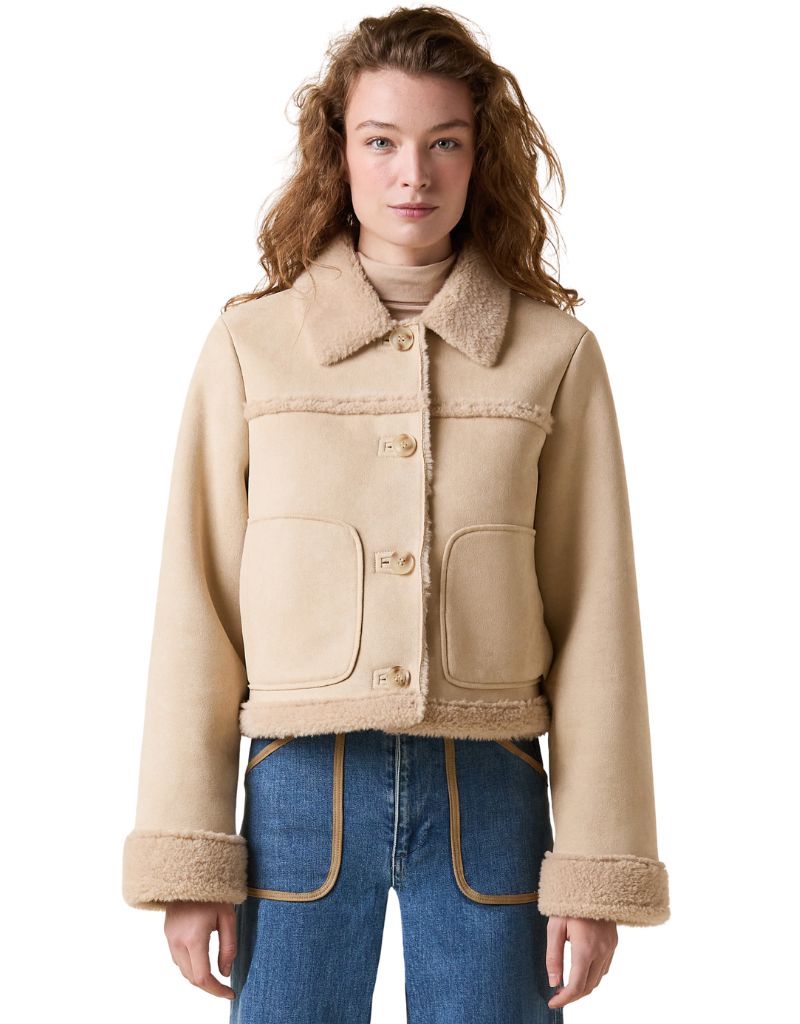 Le Jean Astra Shearling Jacket Natural