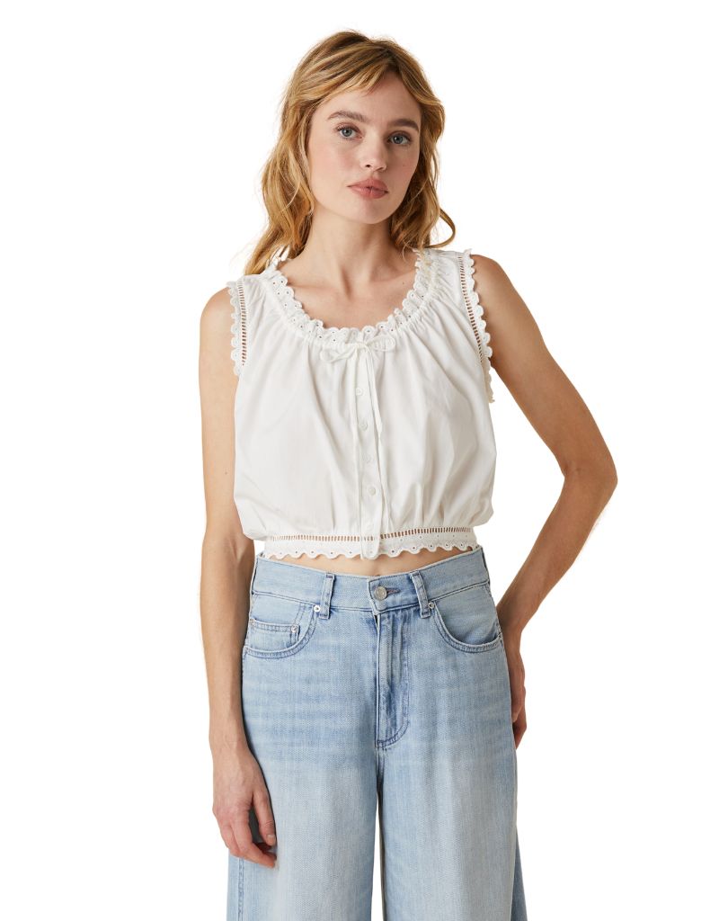 Le Jean Eyelet Cami White