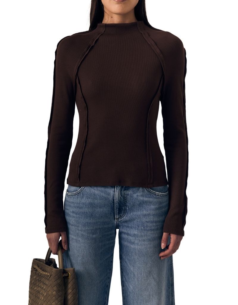 Le Jean Freya Long Sleeve Chocolate Brown