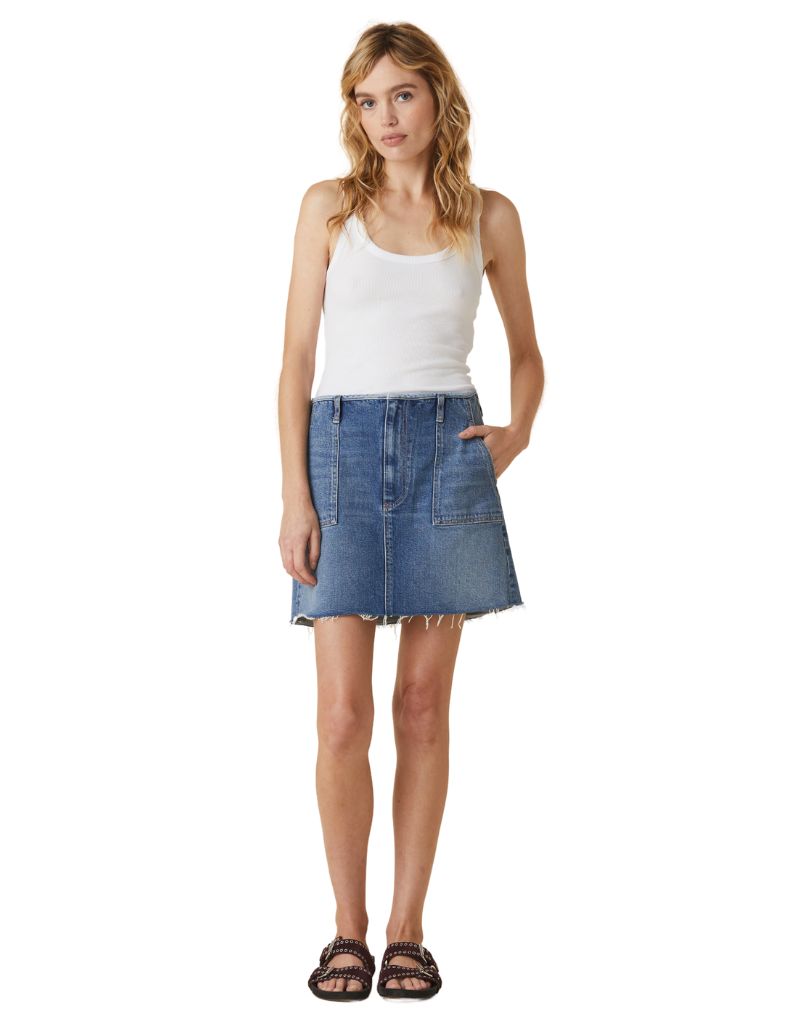 Le Jean Jessie Mini Skirt Pacific Moon