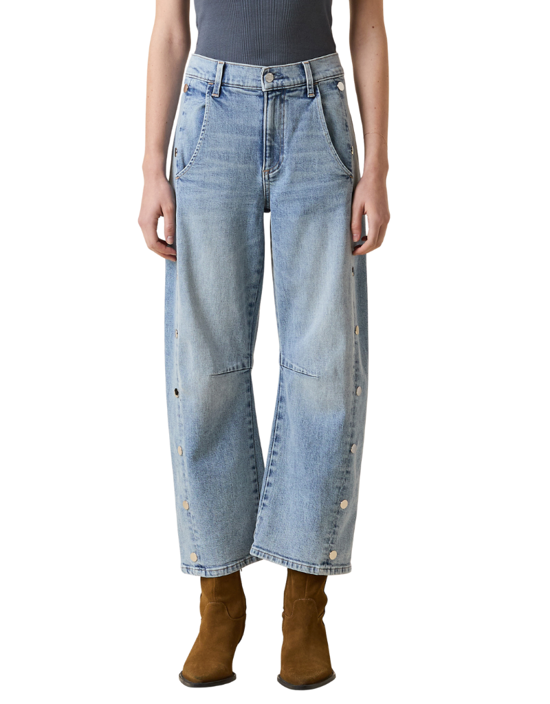 Le Jean Studded Frankie Barrel Midrise Blue Heaven