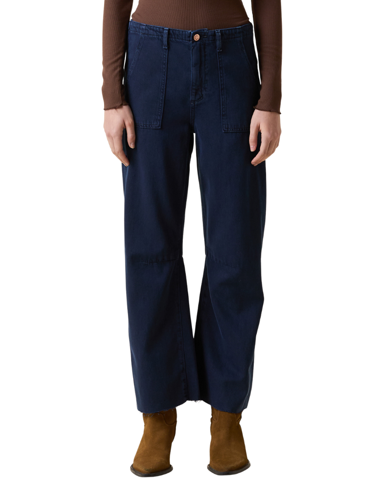 Le Jean Utility Soft Barrel Mid Rise Sandwashed Navy