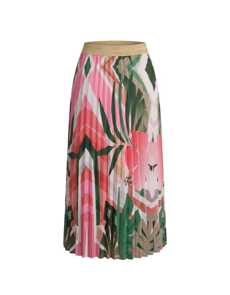 Le Superbe Geo Tropical Pleated Skirt