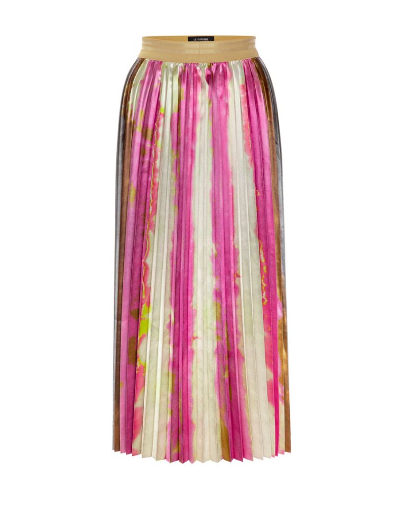 Le Superbe Shibori Stripe Pleat Skirt Brushstrokes