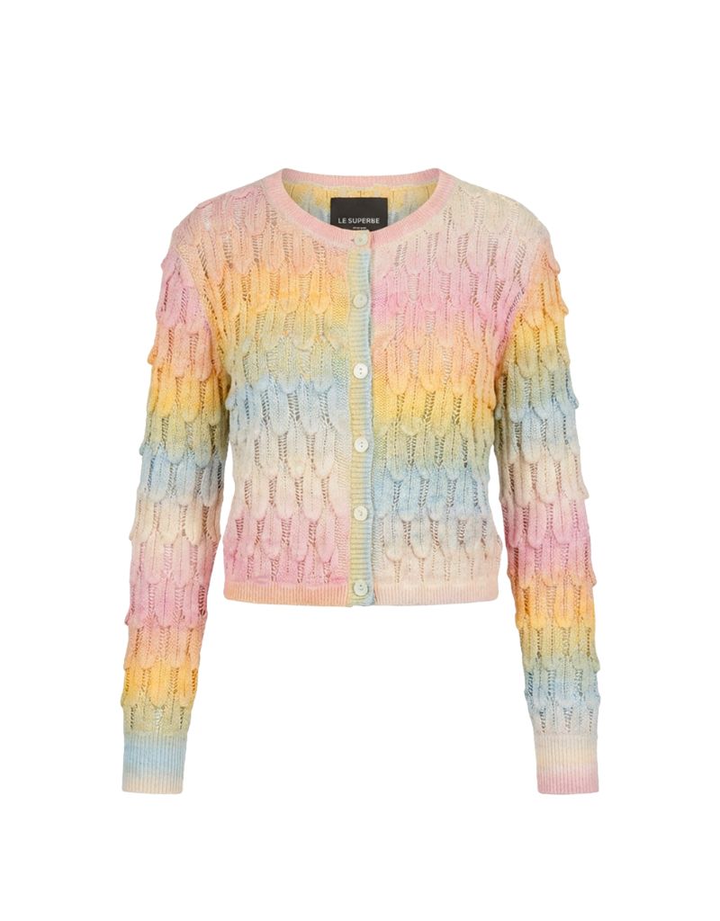 Le Superbe Vintage 90's Cardigan Textured Rainbow