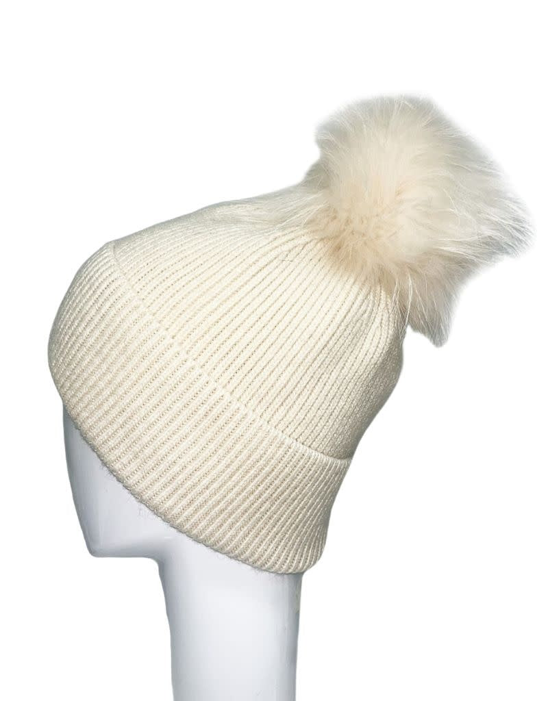 Linda Richards Linda Richards HA-41 Angora Blend Pom Hat Cream
