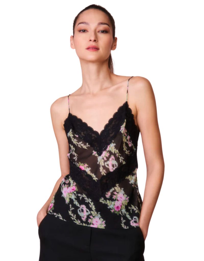 LoveShackFancy Brimsley Top Washed Blooms Black Coffee
