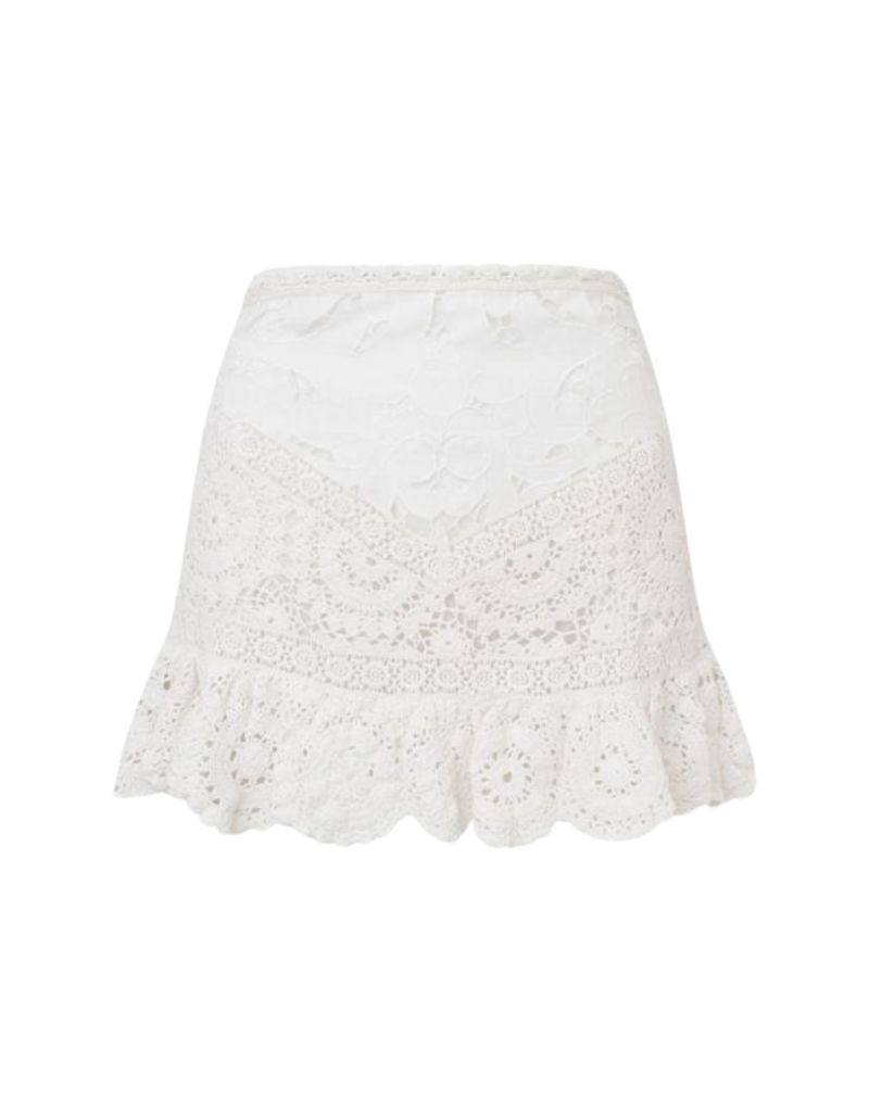 LoveShackFancy Cherie Skirt Optic White
