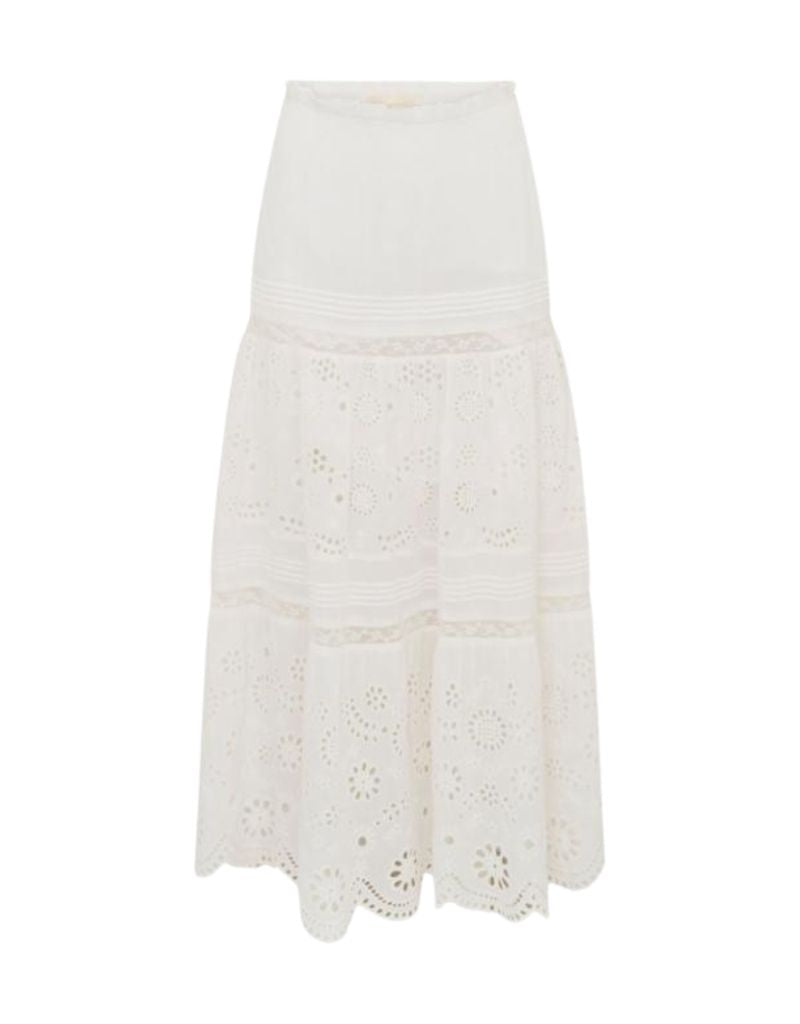 LoveShackFancy Miloti Skirt Optic White
