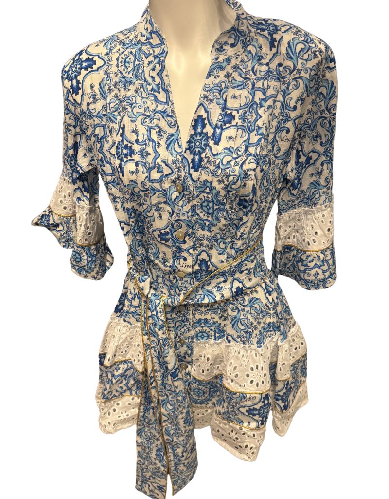 Luisa Positano Dress Fame Short Dress in Ravello Blue