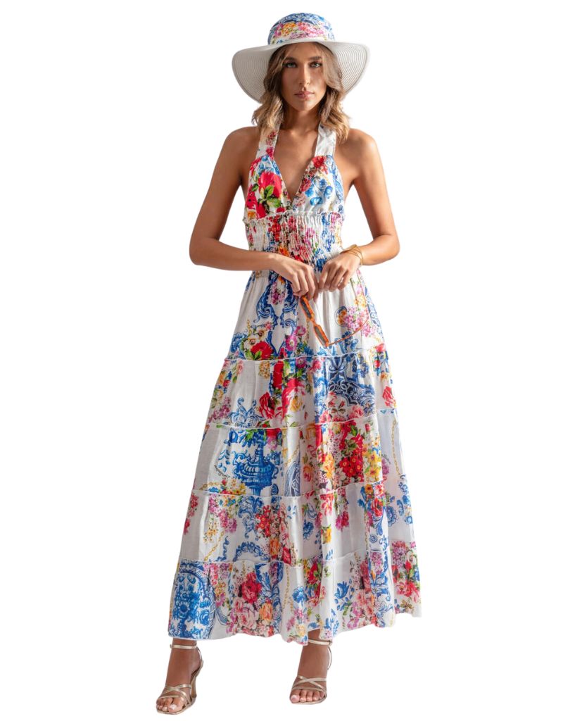 Luisa Positano Dress Melon Long Camilla 