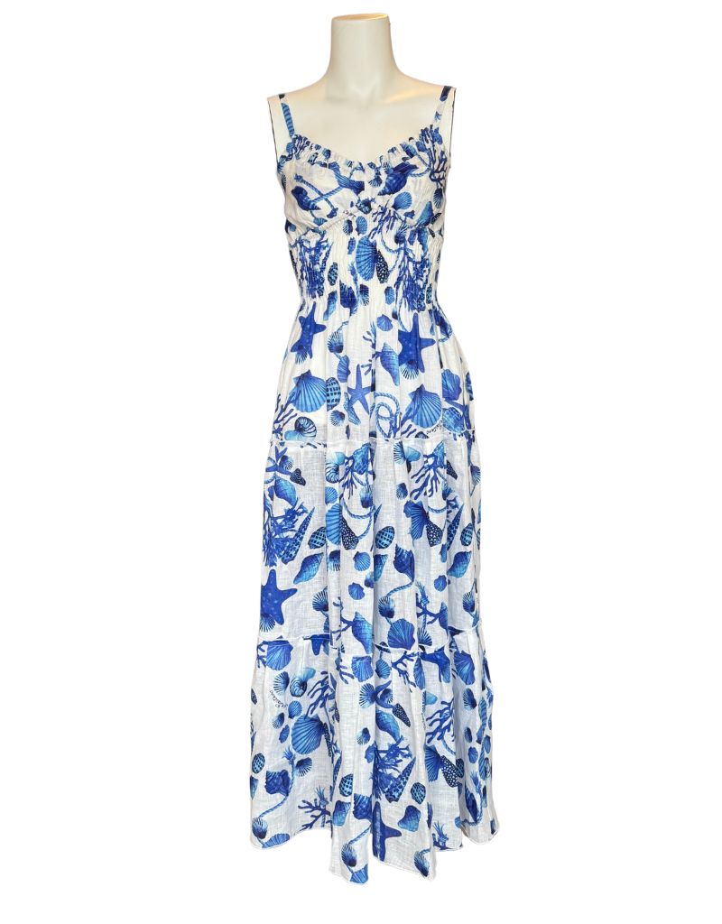 Luisa Positano Dress Ornella Blue Coral