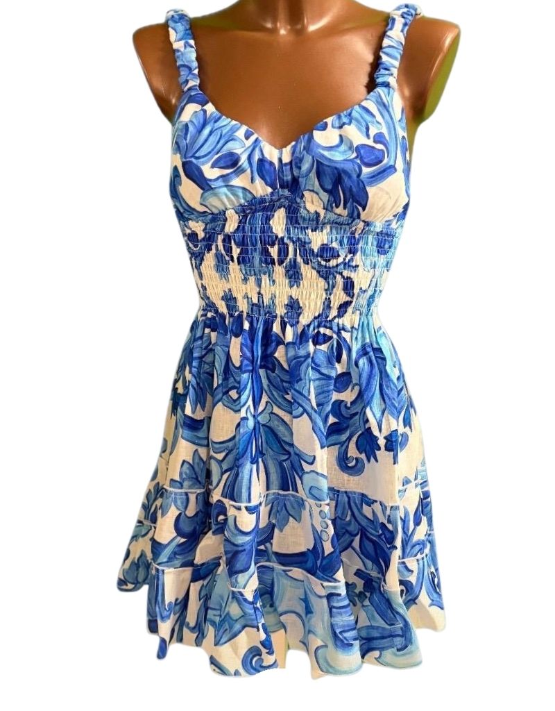 Luisa Positano Dress Pesca Short Pitturo Blue