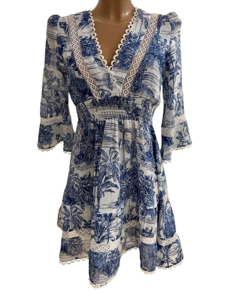 Luisa Positano Dress Veleno Short Blue Toile