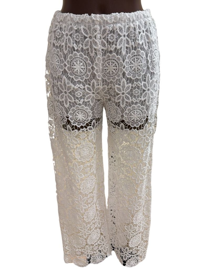 Luisa Positano Pants Pizzo Thick Flower White