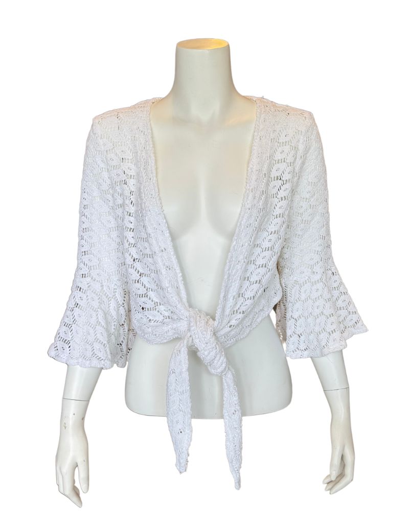 Luisa Positano Top Orione Crochet Diamond White