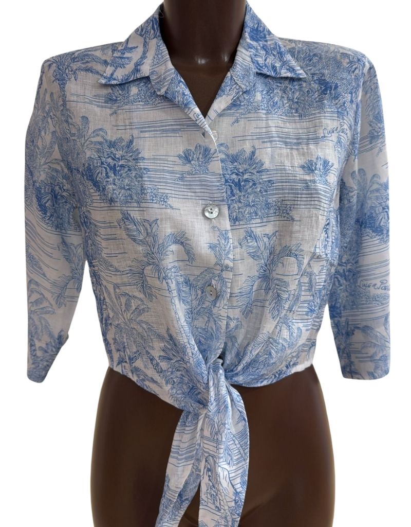 Luisa Positano Top Tania Sky Toile