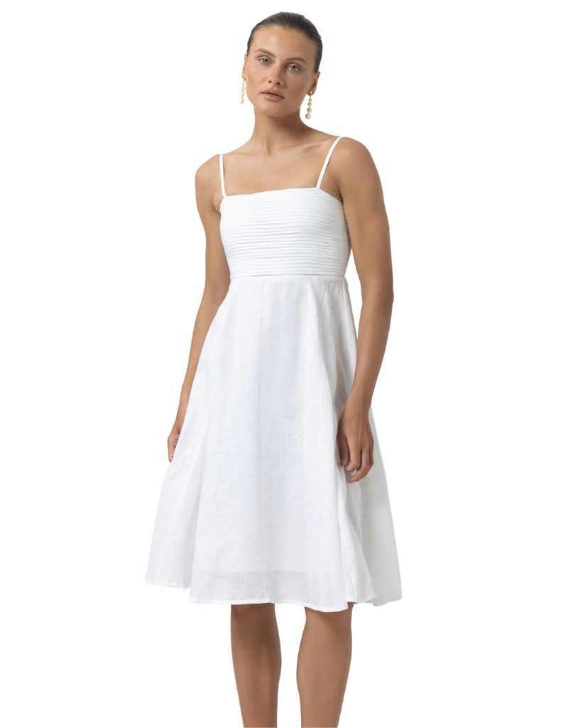 Lusana Andee Linen Dress White